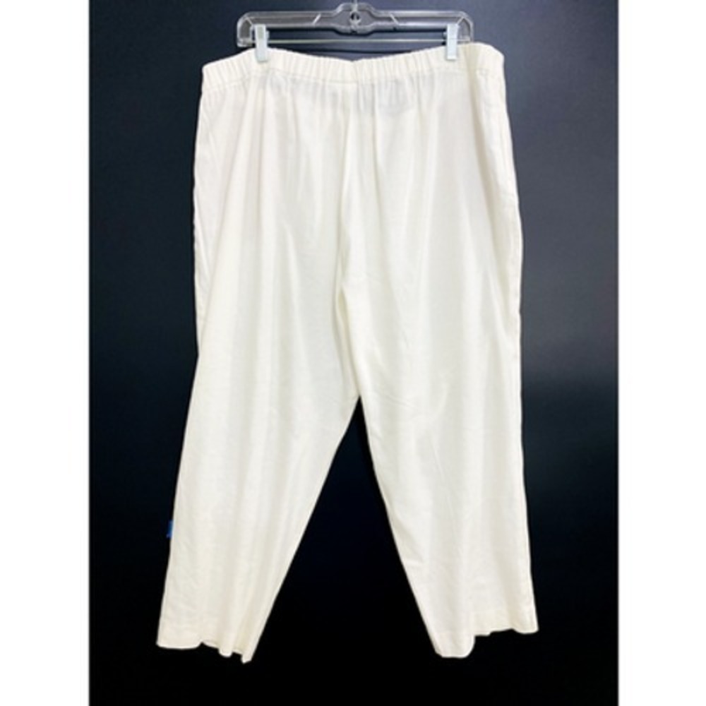 J Jill Pants Womens XL White Linen Stretch Gauze Nautical Beach Vacation - Picture 3 of 10